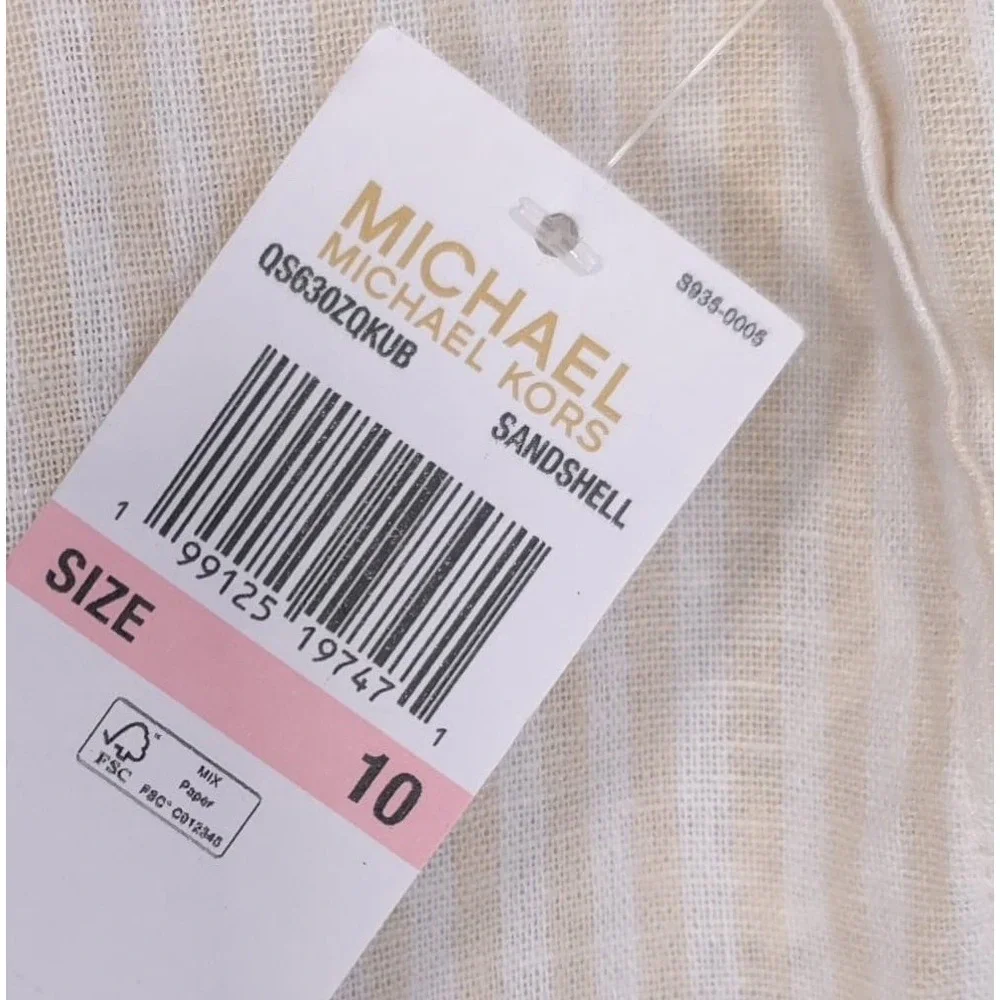 MICHAEL KORS Women 10 New Pants Pleated Wide Leg Linen Blend Sandshell Trousers